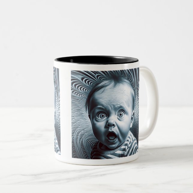 Caneca De Café Em Dois Tons Bebê de Arte Op, 2 Tons, 11 oz (Frente Esquerda)