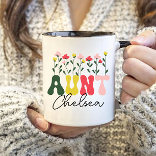 Caneca De Café Em Dois Tons Bebê de Flores Silvestres revela gravidez à tia pe