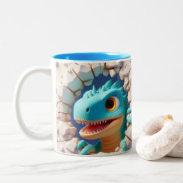 Caneca De Café Em Dois Tons Bebê-Dinossauro Quente De Café De Cacau 3D Muita