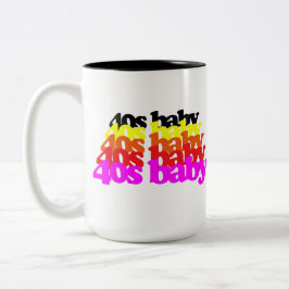 Caneca De Café Em Dois Tons Bebê dos Anos 40 Tipografia Colorida Retro Anivers