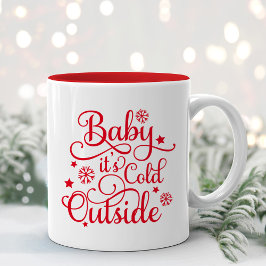 Caneca De Café Em Dois Tons Bebê É Frio Fora Do Feriado Vermelho