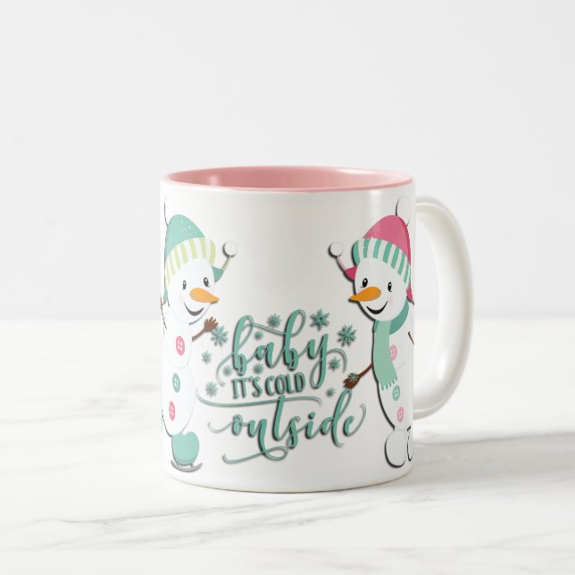 Caneca De Café Em Dois Tons Bebê É Neve Fria (Frente Esquerda)