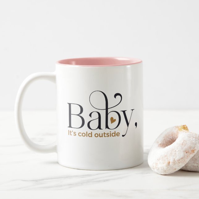 Caneca De Café Em Dois Tons Bebê, Está Frio Lá Fora (Com Donut)