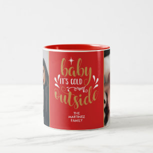 Caneca De Café Em Dois Tons Bebê Está Frio Lá Fora Sua Foto e Nome