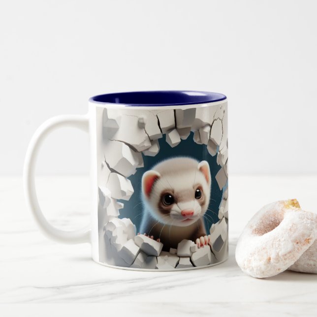 Caneca De Café Em Dois Tons Bebê-Ferão-De-Coca-Quente 3D (Com Donut)