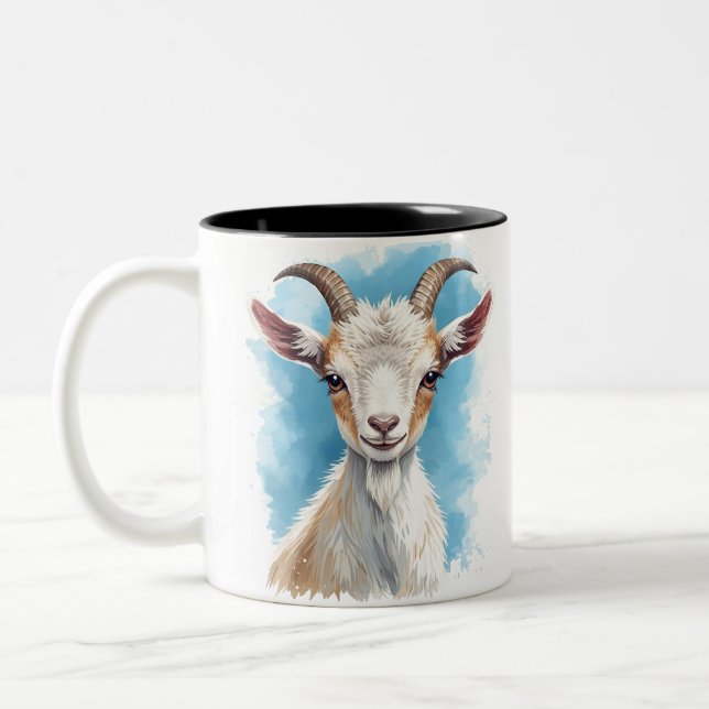 Caneca De Café Em Dois Tons Bebê Goat Ssorrindo (Esquerda)