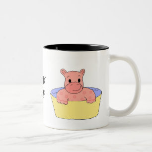 Caneca De Café Em Dois Tons Bebê Hipopótamo Feliz