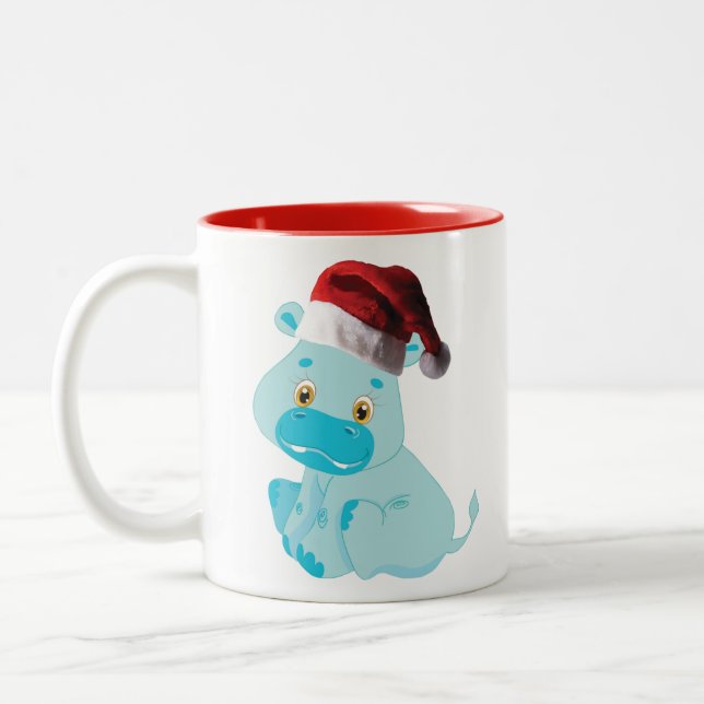 Caneca De Café Em Dois Tons Bebê Natal Hippo (Esquerda)
