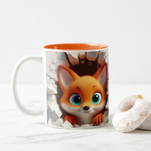 Caneca De Café Em Dois Tons Bebê-Raposa-Cura-Quente-Café-De-Cacau