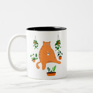 Caneca De Café Em Dois Tons Bebendo De Gato Engraçado Mata De Café, Gato Com P
