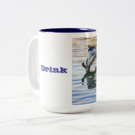 Caneca De Café Em Dois Tons Bebendo Heron