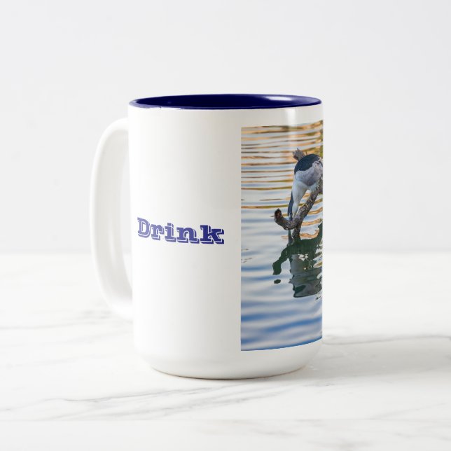 Caneca De Café Em Dois Tons Bebendo Heron (Frente Esquerda)