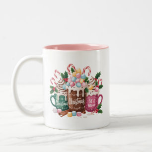 Caneca De Café Em Dois Tons Bebidas de Natal Pink Coquette Café de Gengibre