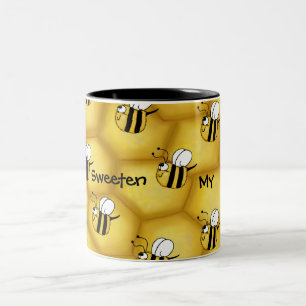 Caneca De Café Em Dois Tons Bee Honeycomb Collage