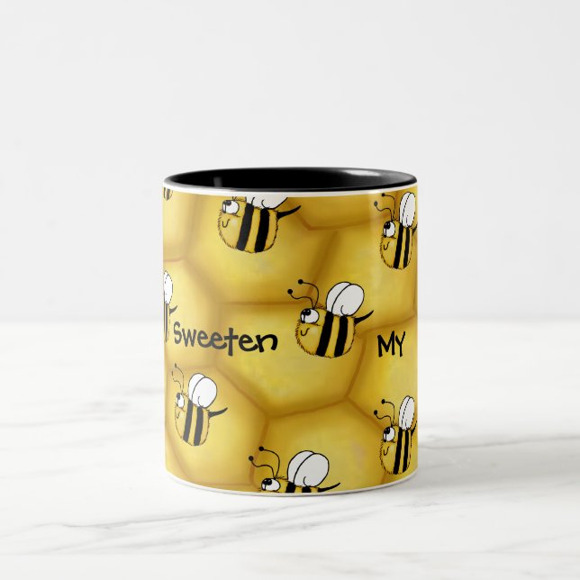 Caneca De Café Em Dois Tons Bee Honeycomb Collage (Centro)