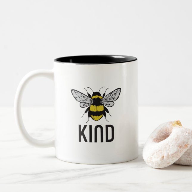 Caneca De Café Em Dois Tons Bee Kind (Com Donut)