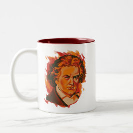 Caneca De Café Em Dois Tons Beethoven Fire Palette Portrait Quote