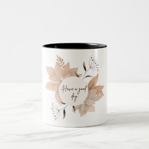 Caneca De Café Em Dois Tons Beige Illustrated Nature Deixa Mug