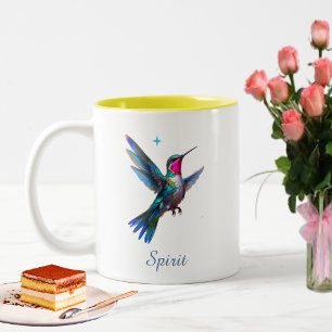 Caneca De Café Em Dois Tons Beija-flor Elegante e Letra em Branco