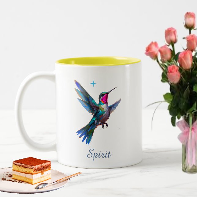 Caneca De Café Em Dois Tons Beija-flor Elegante e Letra em Branco (Criador carregado)