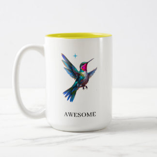 Caneca De Café Em Dois Tons Beija-flor Elegante em Branco