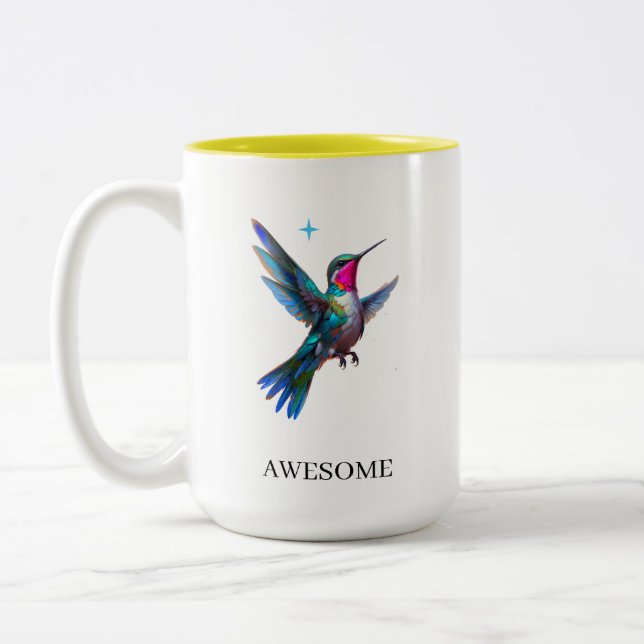 Caneca De Café Em Dois Tons Beija-flor Elegante em Branco (Esquerda)