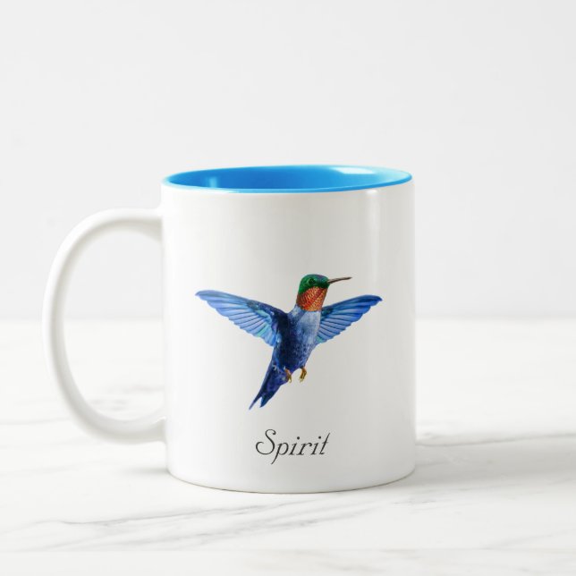 Caneca De Café Em Dois Tons Beija-flor fofo & caligrafia (Esquerda)
