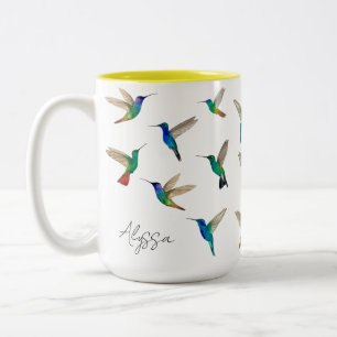 Caneca De Café Em Dois Tons Beija-flores personalizados