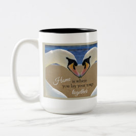 Caneca De Café Em Dois Tons Beijar Cisnes