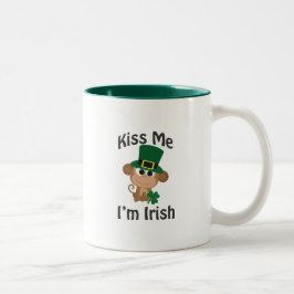 Caneca De Café Em Dois Tons Beije-me, sou irlandês! Macaco