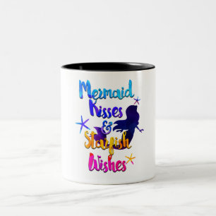 Caneca De Café Em Dois Tons Beijos de Sereia & Desejos de Estrela-do-Mar Aquar