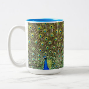 Caneca De Café Em Dois Tons Bela ave-pavão