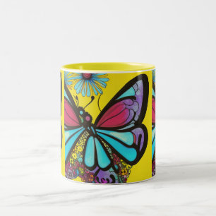 Caneca De Café Em Dois Tons Bela Borboleta