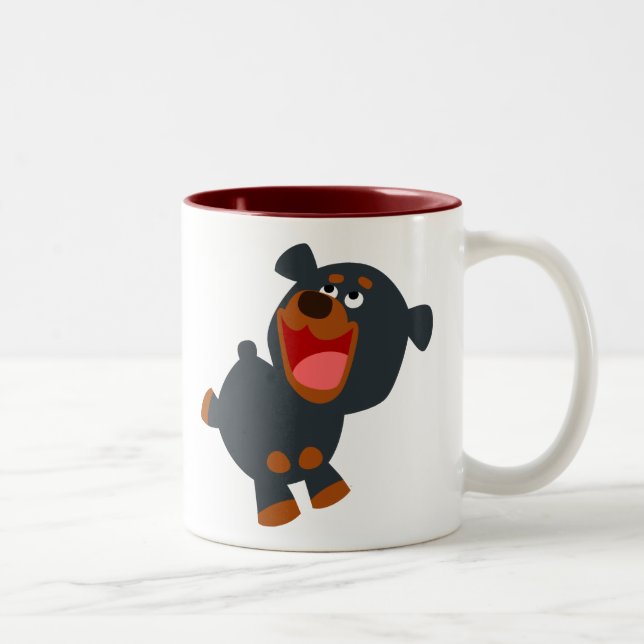 Caneca De Café Em Dois Tons Bela Brincadeira Bebê Rottweiler (Direita)