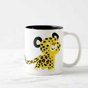 Caneca De Café Em Dois Tons Bela Caricatura Leopard Mug Amiga