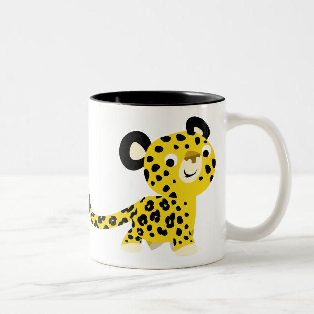 Caneca De Café Em Dois Tons Bela Caricatura Leopard Mug Amiga (Direita)