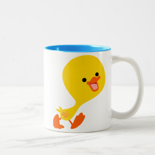 Caneca De Café Em Dois Tons Bela Cartoon Caminhando Cama