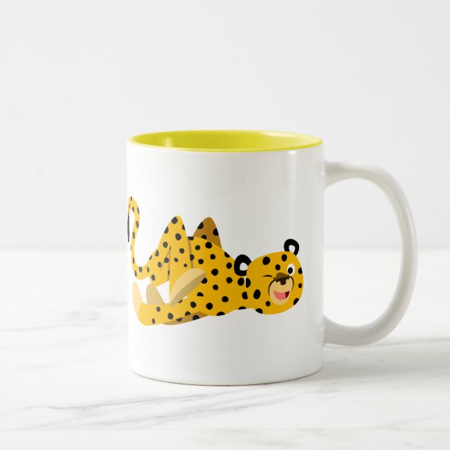 Caneca De Café Em Dois Tons Bela Cartoon Cheetah (Direita)