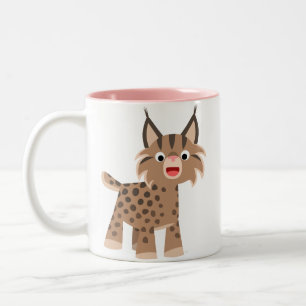 Caneca De Café Em Dois Tons Bela Cartoon Feliz Lynx Mug