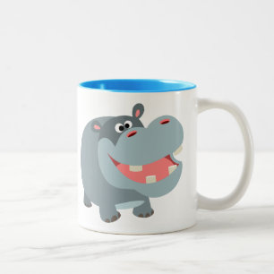 Caneca De Café Em Dois Tons Bela Cartoon Hippo