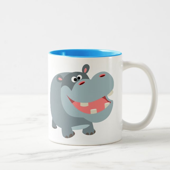 Caneca De Café Em Dois Tons Bela Cartoon Hippo (Direita)