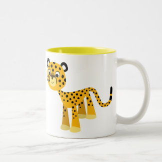 Caneca De Café Em Dois Tons Bela e Feliz Cartografia Cheetah Mug