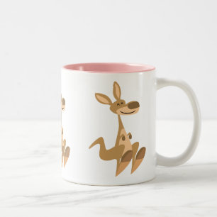 Caneca De Café Em Dois Tons Bela e Feliz Cartoon Kangaroo