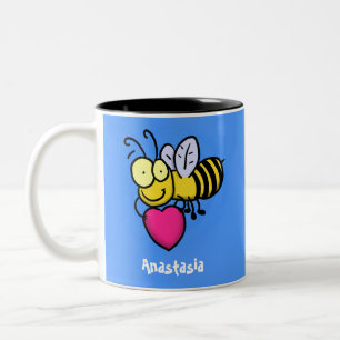 Caneca De Café Em Dois Tons Bela engraçada bonita com ilustração cardíaca