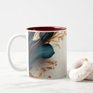Caneca De Café Em Dois Tons Bela floral em aquarela