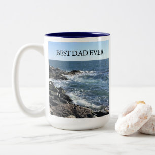 Caneca De Café Em Dois Tons Bela Foto do Oceano Melhor Pai de Todos os Tempos