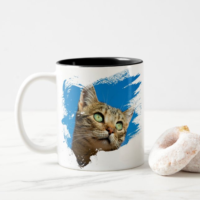 Caneca De Café Em Dois Tons Bela Kitten (Com Donut)