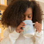 Caneca De Café Em Dois Tons Bela Moderna Pastel Blue Elephant & Stars Kid<br><div class="desc">Bela Moderna Pastel Blue Elephant & Stars Kid</div>