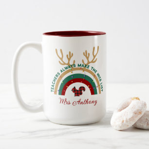 Caneca De Café Em Dois Tons Bela oferta de arco-íris de Natal