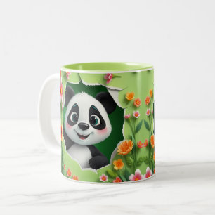Caneca De Café Em Dois Tons Bela panda 3D Buraco Em Uma design De Quebra De Pa